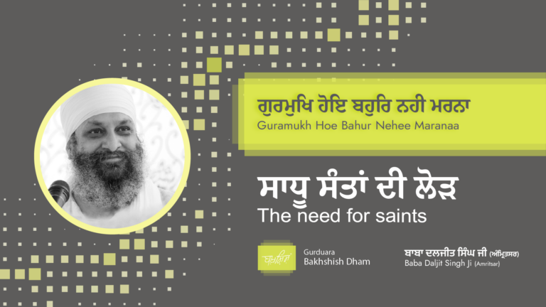 The need for saints | ਸਾਧੂ ਸੰਤਾਂ ਦੀ ਲੋੜ